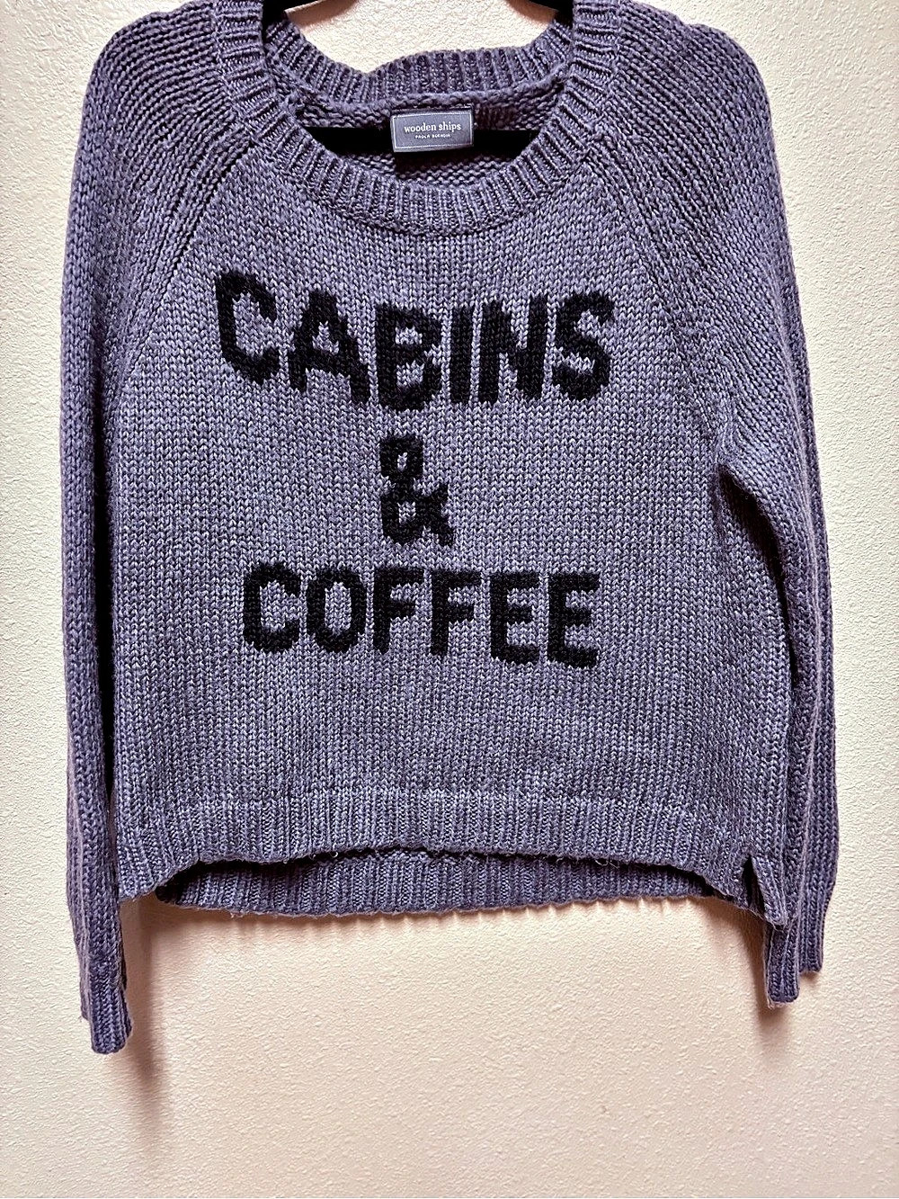 wooden ships Cabins & Coffee Sweater Purple